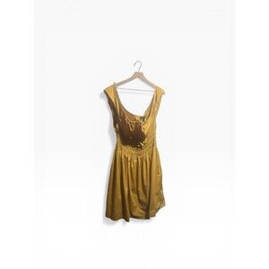 Ashley Stewart Smocked Dress Women’s 20 Mustard Yellow Off The Shoulder MIDI